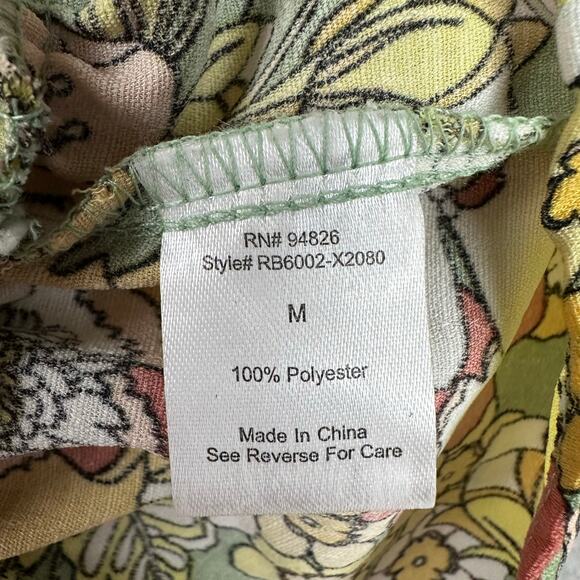 No Frills Los Angeles Floral Babydoll Top Size M Retro Colorful Hippie Peplum - Picture 9 of 15